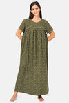 Naidu Hall Cotton Full Length Nightdress - Dark Green — thumbnail 1